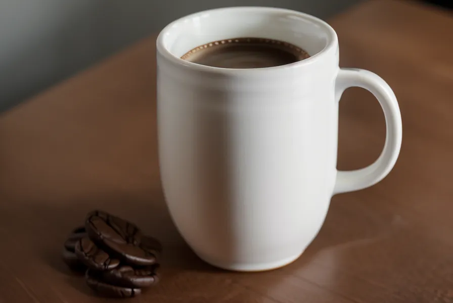 Un mug de café froid oublié sur un bureau de travail.