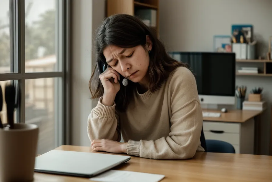 Homme se frottant les yeux au bureau, signe d'une fatigue qui s'installe en pleine journée