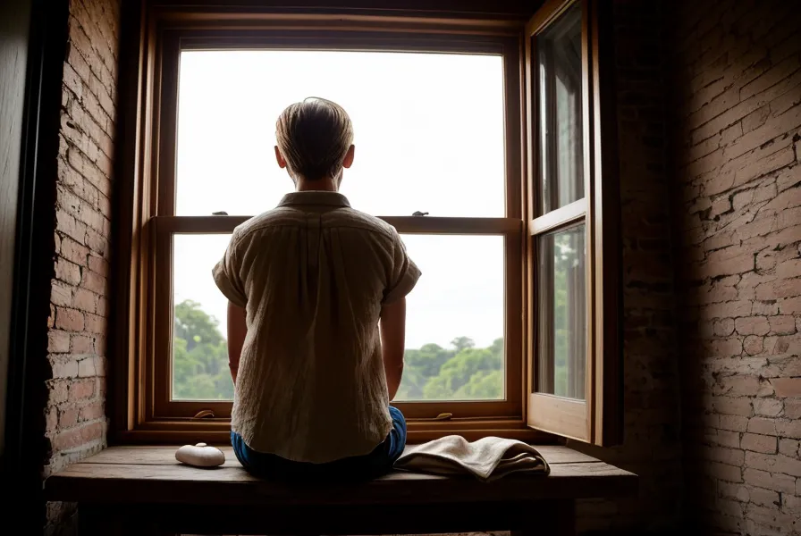 Silhouette d'un homme assis calmement devant une fenêtre au crépuscule